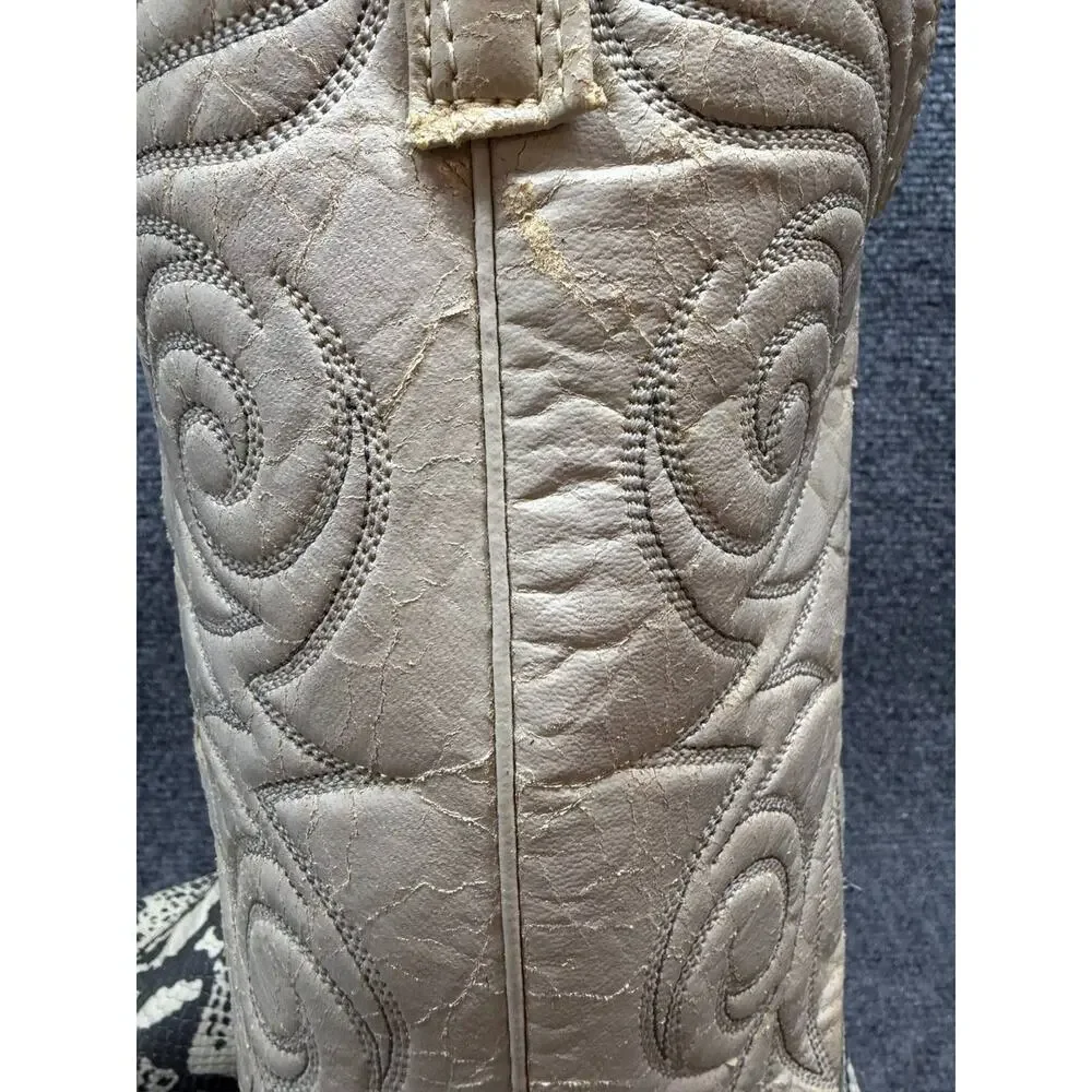 Vintage Leather Western Cowboy Boots Snake Print Men US 8 D USA